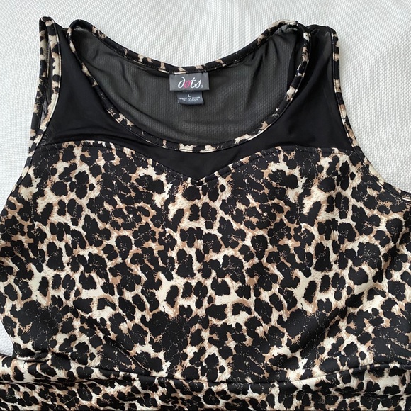 Dots Leopard Print Peplum Illusion Top size Large - Picture 3 of 6